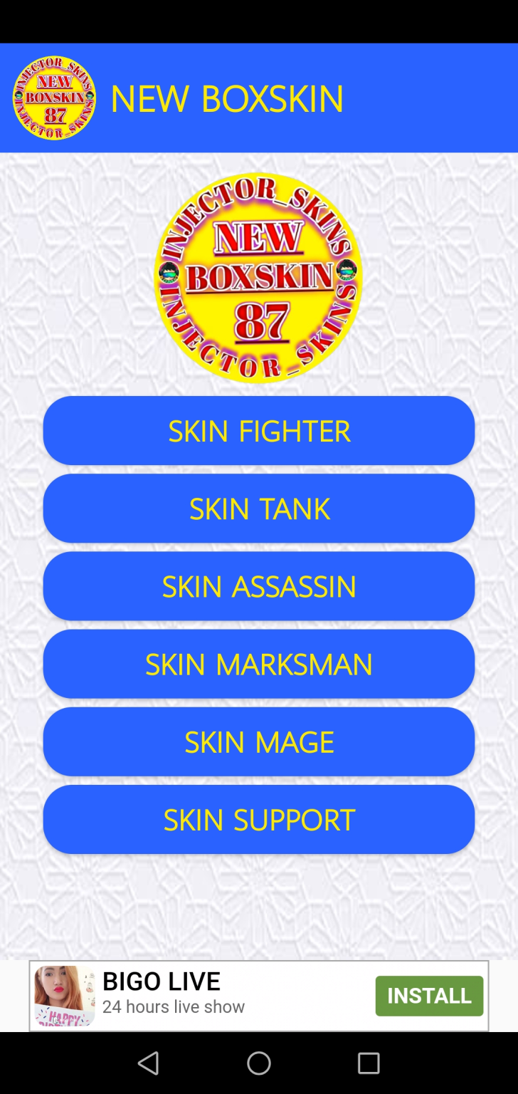 Screenshot of Box Skin App